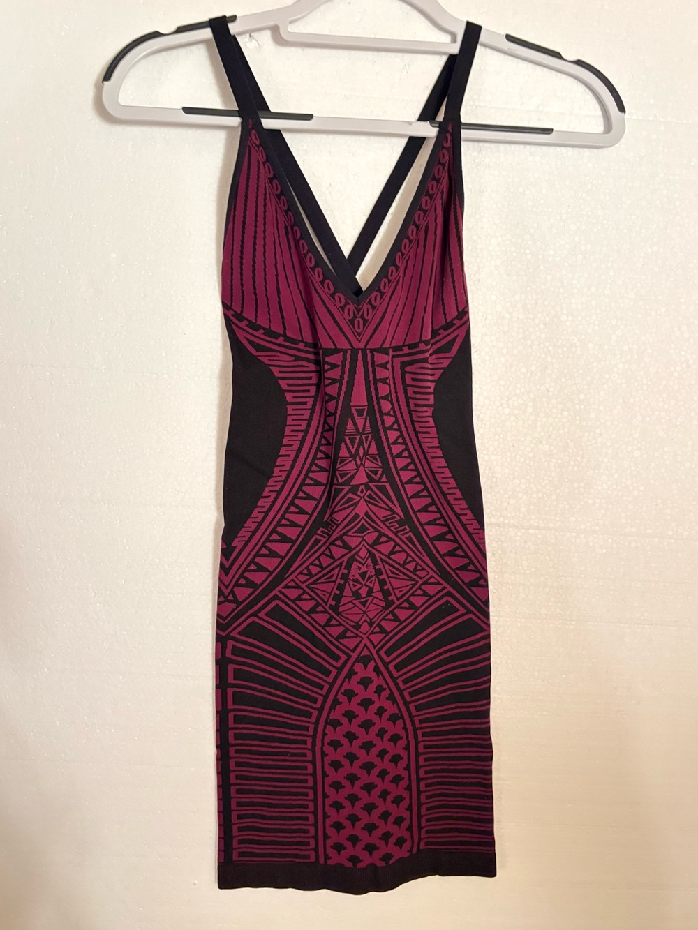 Intimately Free People Geometric Bodycon Stretch Mini Dress Pink Black